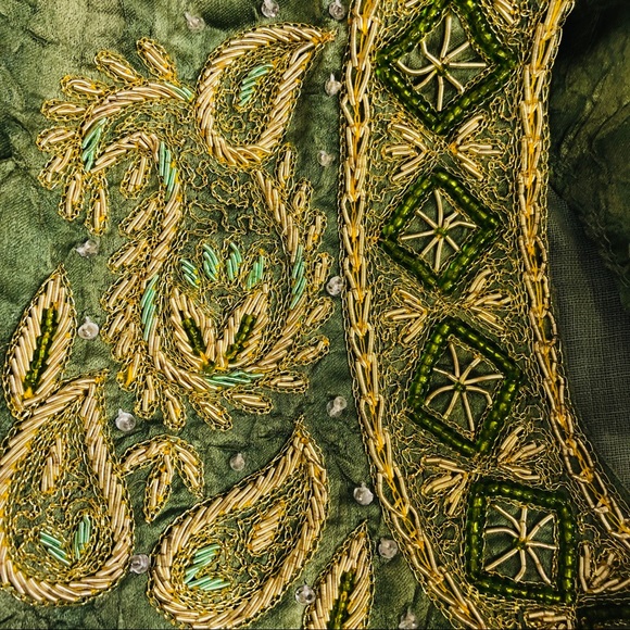 Ethnic Beaded Tunic Blouse Top Corset Back - Picture 7 of 9